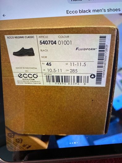 Ecco slip on black shoes size 11 ( HELSINKI )