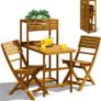 Table and chairs  set  2 shelves Weatherproof Foldable Wooden FSC Certified 160kg Load Capacity 94x61x117cm Garden Balcony Terrace 3 Piece Balcony Furniture Image 2
