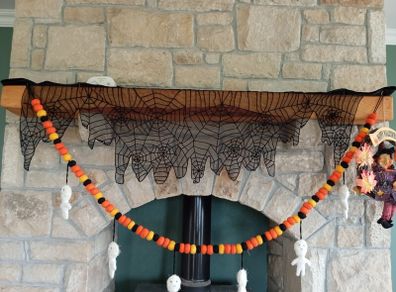 Halloween Spiderweb Mantel Scarf