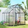 Polycarbonate Greenhouse with Swing Door and Adjustable Window, Walk-in Greenhouse with Rain Gutter, 6 x 6.5ft, Black Image 2
