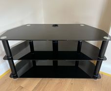 Black glass TV stand