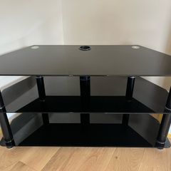Black glass TV stand