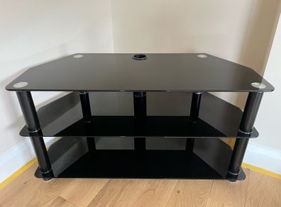 Black glass TV stand