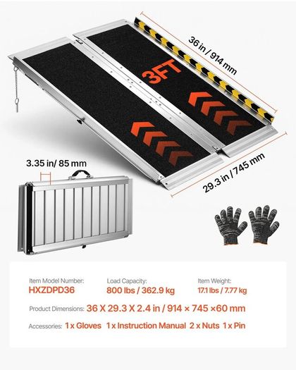 Portable Wheelchair Ramp 3FT 800 lbs Capacity