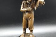 Smoking Boy With Hat - Bronze, Marble (Signed)