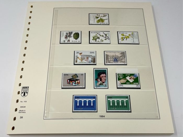 1972-91 Ireland Mint Never Hinged Stamp Collection in Lindner Album. Contained on 56 Lindner Album Pages. 58 Images.