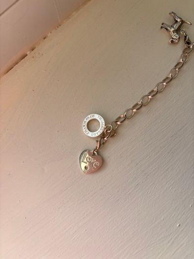 Thomas Sabo Silver 6.9/ 7inch Bracelet with Dog Charm and Love Charm