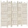 Hand carved 5-Panel Room Divider White 200x165 cm Solid Mango Wood Image 3