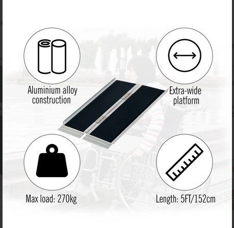 5ft Aluminium Multi-Use Mobility Assistance-Ramp Portable Handle Lock