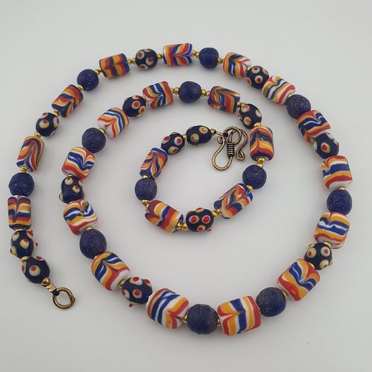 Antique Venetian African Style Mix Glass Necklace