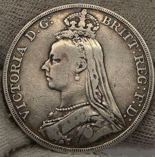 Great Britain 1891 Silver Crown Queen Victoria Coin
