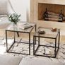 Coffee Table, Set of 2, Modern Living Room Table, Glass Coffee Table, Small, Side Table, Sofa Table, Coffee Table for Living Room, Bedroom, Office, 50/45 cm, Black Image 6