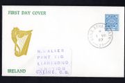 1967 Ireland 3d blue Celtic Cross Photogravure Printing definitive Stamp Illustrated addressed First Day Cover (FDC) with Baile Atha Cliath (Dublin) cancel