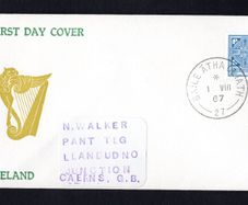 1967 Ireland 3d blue Celtic Cross Photogravure Printing definitive Stamp Illustrated addressed First Day Cover (FDC) with Baile Atha Cliath (Dublin) cancel