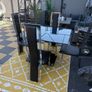 Black Glass and chrome dining table and chairs Image 2