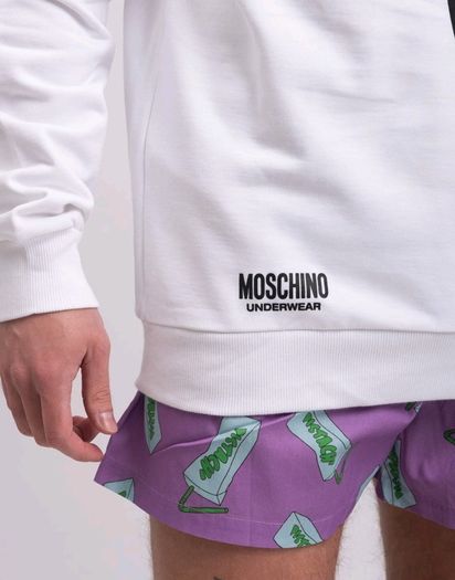 MOSCHINO UNDERWEAR Leisure Hoodie White Teddy Printed