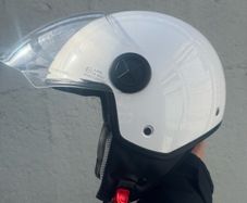 Open-face jet-style helmet with full visor
