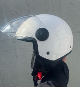 Open-face jet-style helmet with full visor