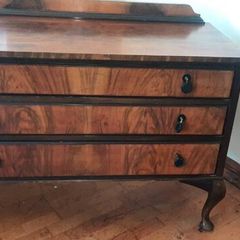 Vintage walnut veneer chest of drawers