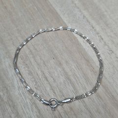 Vintage Italian Sterling Silver 925 Twisted Flat Chain Bracelet 18.5cm