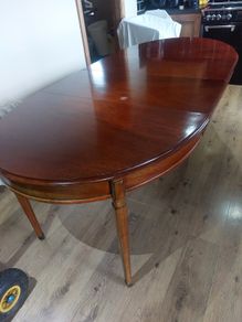 Large hardwood dining table 7' 5" Louis XVII style