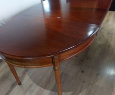 Large hardwood dining table 7' 5" Louis XVII style