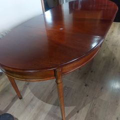 Large hardwood dining table 7' 5" Louis XVII style
