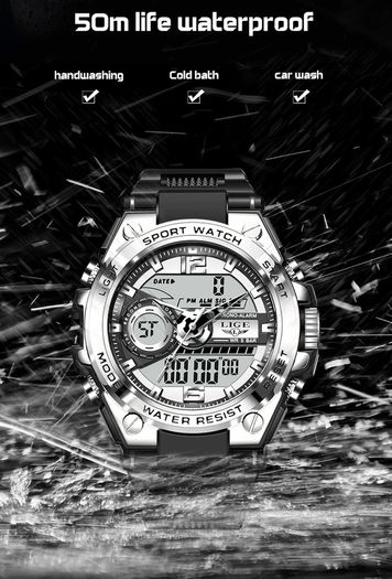 BRAND NEW LIGE Digital Men Military Watch 50m Waterproof Wristwatch LED Quartz Clock Sport Watch Male Big Watches Men Relogios Masculino