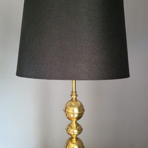 Mid-century brass bobbin table lamp