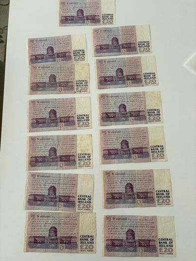 20 pound banknotes Irish circulated year 1995 -1999 at 30 euro each