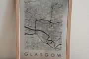 Glasgow Map Print - Framed - Minimalist Style