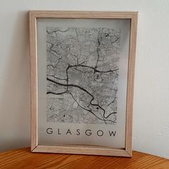 Glasgow Map Print - Framed - Minimalist Style