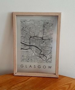 Glasgow Map Print - Framed - Minimalist Style