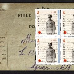 2014 Guernsey Stories from the Great War (I) 41p Pte Yves Cataroche Commemorative Stamp Booklet Pane Mint Never Hinged (MNH)