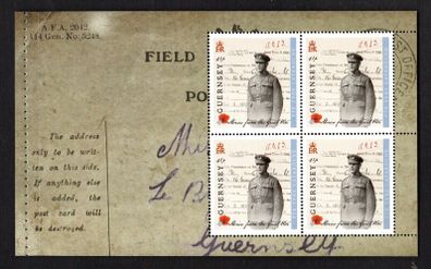 2014 Guernsey Stories from the Great War (I) 41p Pte Yves Cataroche Commemorative Stamp Booklet Pane Mint Never Hinged (MNH)