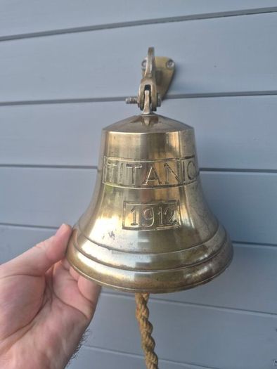 Antique Brass Hanging Wall Titanic Bell 1912  Hanging Nautical Wall Decor
