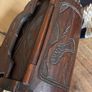 vintage hand-carved wooden cylindrical barrel box Image 2