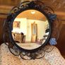 Vintage 50s/ 60s Black Wrought iron circular mirror Image 3