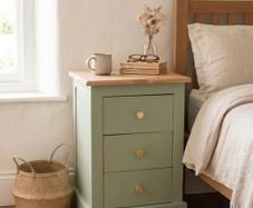 Sage Green 3-Drawer Nightstand / Bedside Table