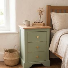 Sage Green 3-Drawer Nightstand / Bedside Table