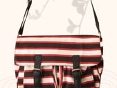 Red Stripe Satchel College Student Crossbody With Buckle Detail