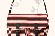 Red Stripe Satchel College Student Crossbody With Buckle Detail