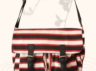 main image for ad Red Stripe Satchel College Student Crossbody With Buckle Detail