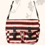 Red Stripe Satchel College Student Crossbody With Buckle Detail Image 2