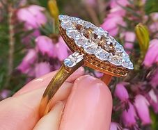 Antique Art Deco Marquise Diamond Ring 18ct Gold