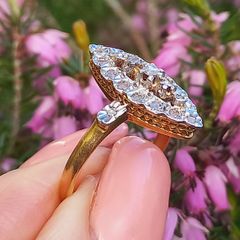 Antique Art Deco Marquise Diamond Ring 18ct Gold