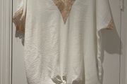 Cream tie front Top