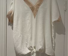 Cream tie front Top
