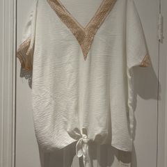 Cream tie front Top