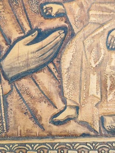 Vintage Hand Carved Greek Wooden Icon